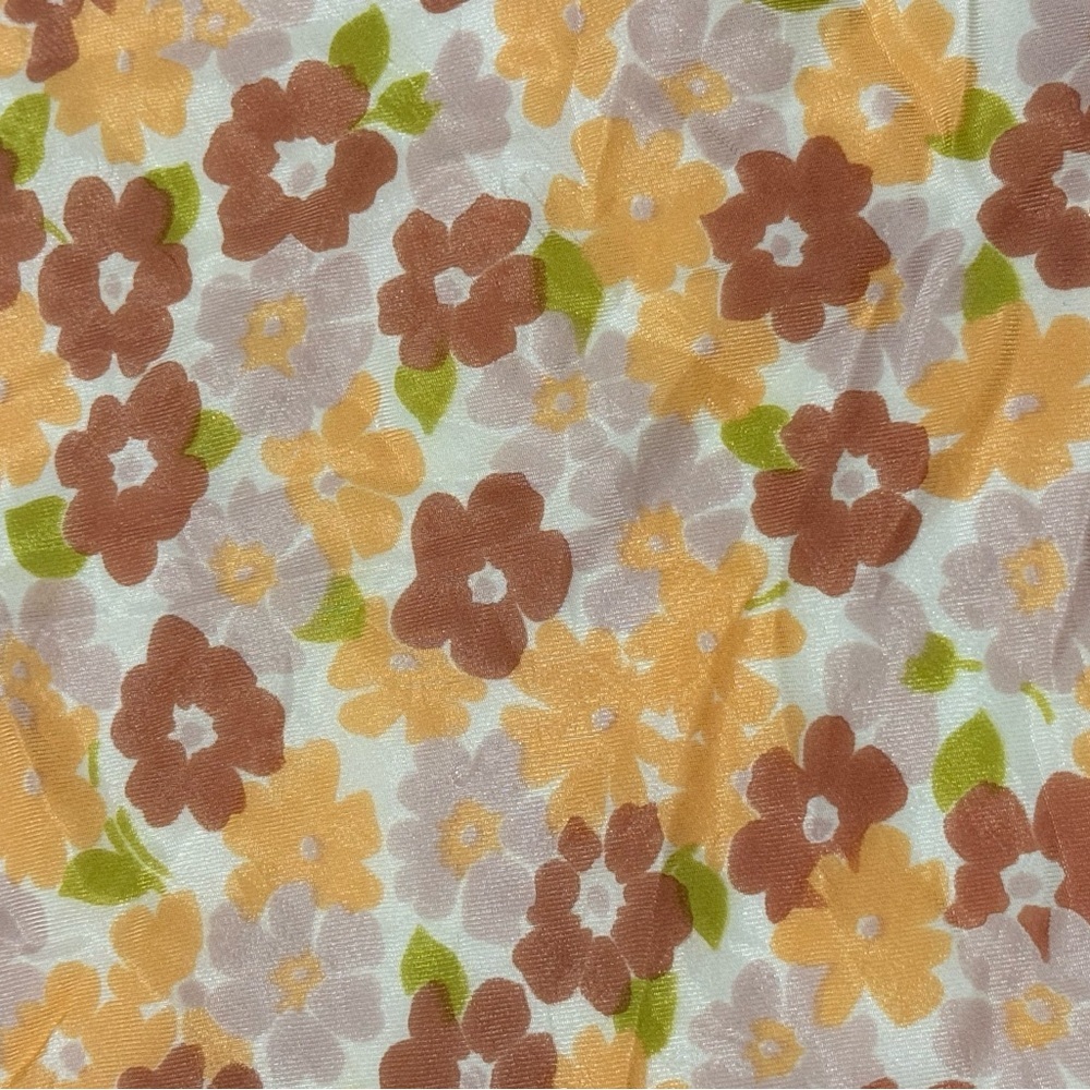 Vintage Floral Scarf Brown Orange Retro 70s Boho 43 x 14.5